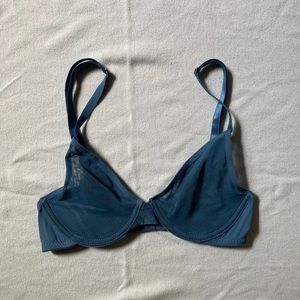 Blue Mesh Unlined Bra Size S - 32A